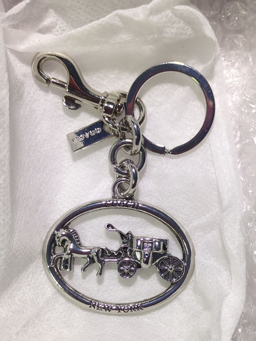 Coach Silver Horse & Carriage Oval Keyring NWOT NOW ONLY $110 - Picture 2 of 4